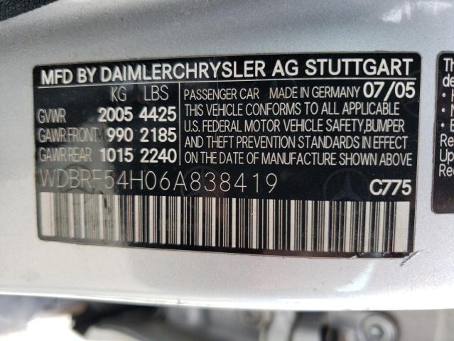 WDBRF54H06A838419 - 2006 MERCEDES-BENZ C 280 SILVER photo 12