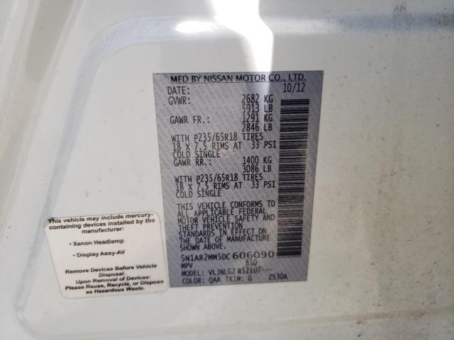 5N1AR2MM5DC606090 - 2013 NISSAN PATHFINDER S 白色 照片 13