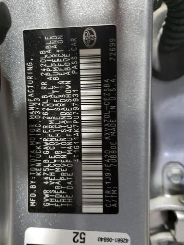 4T1G11AK7PU797931 - 2023 TOYOTA CAMRY SE NIGHT SHADE SILVER photo 12