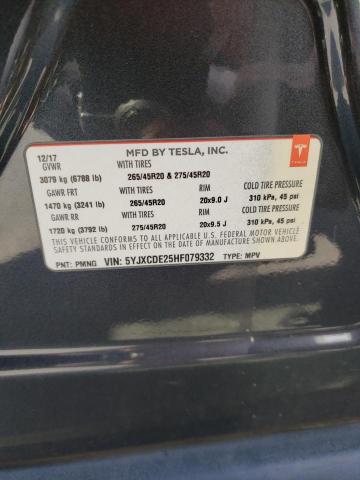 5YJXCDE25HF079332 - 2017 TESLA MODEL X GRAY photo 13