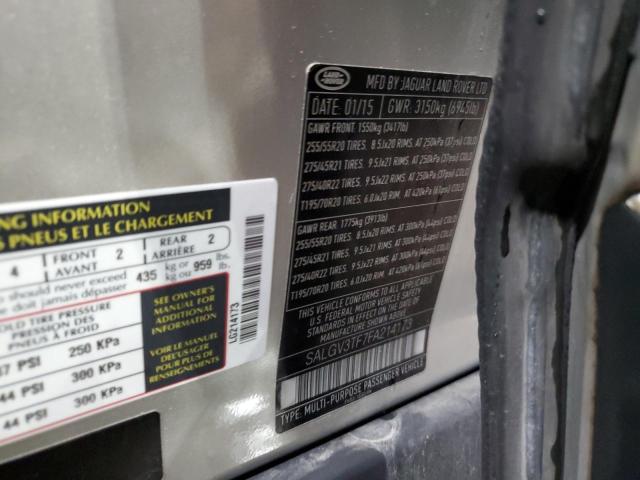 SALGV3TF7FA214173 - 2015 LAND ROVER RANGE ROVE AUTOBIOGRAPHY SILVER photo 13