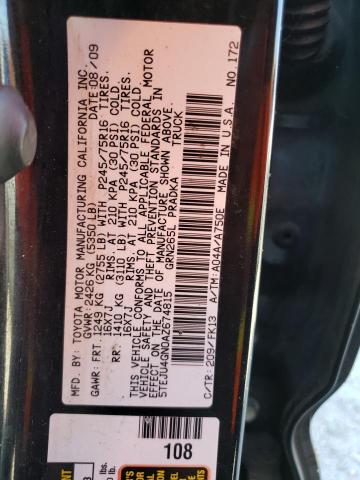 5TEJU4GN0AZ674815 - 2010 TOYOTA TACOMA DOUBLE CAB PRERUNNER BLACK photo 12