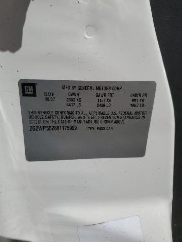 2G2WP552881175999 - 2008 PONTIAC GRAND PRIX 白色 照片 12