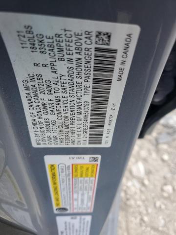 2HGFE2F54NH543799 - 2022 HONDA CIVIC SPORT 青绿色 照片 12