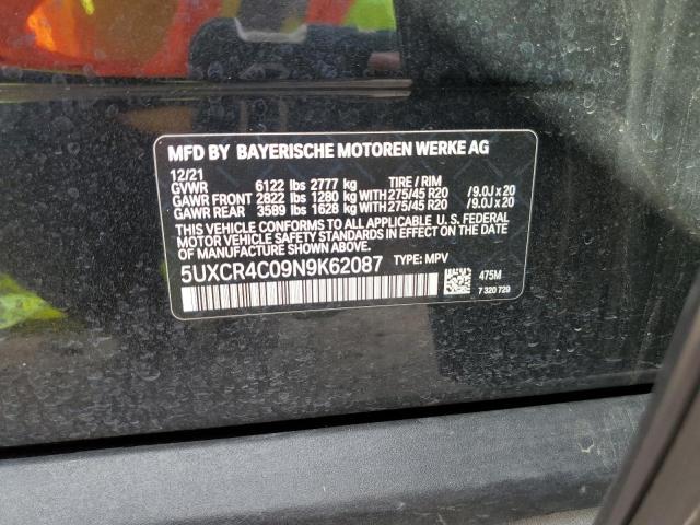 5UXCR4C09N9K62087 - 2022 BMW X5 SDRIVE 40I BLACK photo 13