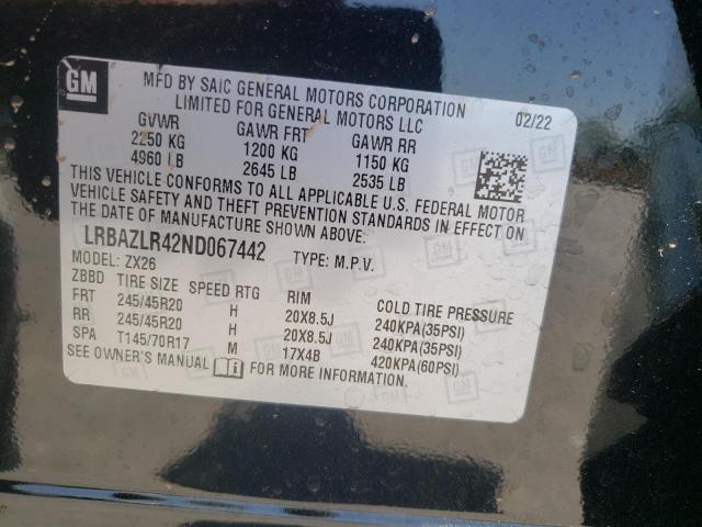 LRBAZLR42ND067442 - 2022 BUICK ENVISION PREFERRED BLACK photo 12