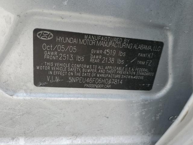 5NPEU46F06H047814 - 2006 HYUNDAI SONATA GLS SILVER photo 12