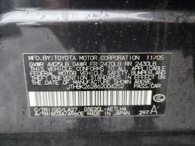 JTHBK262862004252 - 2006 LEXUS IS 250 CHARCOAL photo 12