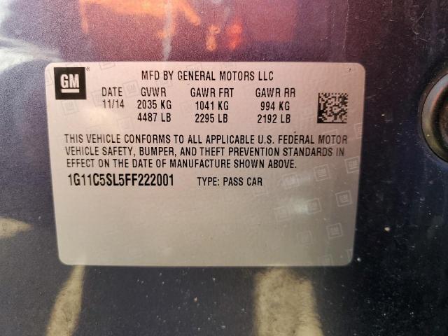 1G11C5SL5FF222001 - 2015 CHEVROLET MALIBU 1LT BLUE photo 12