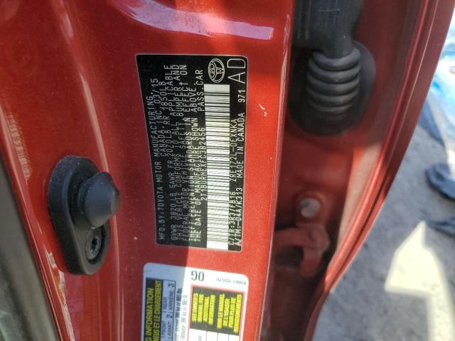 2T1BURHEXFC382456 - 2015 TOYOTA COROLLA L RED photo 12