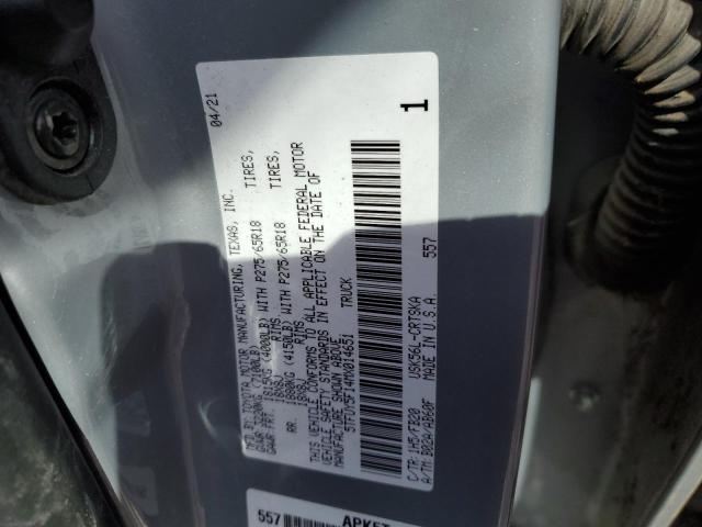 5TFUY5F14MX014651 - 2021 TOYOTA TUNDRA DOUBLE CAB SR/SR5 BLUE photo 12