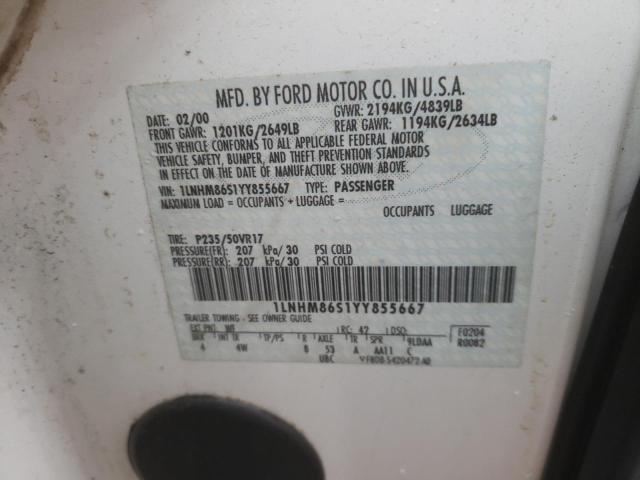 1LNHM86S1YY855667 - 2000 LINCOLN LS Ağ foto 10