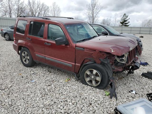 1J8GN28KX8W106586 - 2008 JEEP LIBERTY SPORT BURGUNDY photo 4