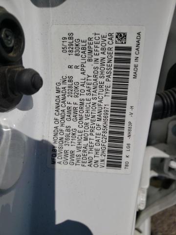 2HGFC2F85KH569971 - 2019 HONDA CIVIC SPORT 白色 照片 13