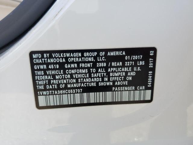 1VWDT7A36HC053707 - 2017 VOLKSWAGEN PASSAT R-LINE Weiß Foto 12