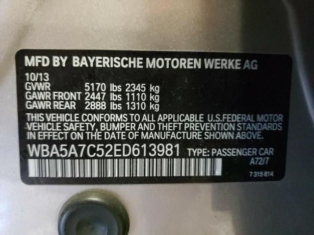 WBA5A7C52ED613981 - 2014 BMW 528 XI TAN photo 13