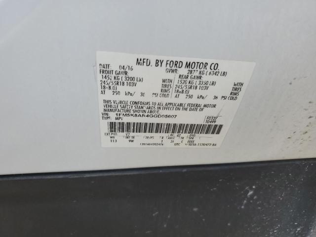 1FM5K8AR4GGD05607 - 2016 FORD EXPLORER POLICE INTERCEPTOR 白色 照片 13