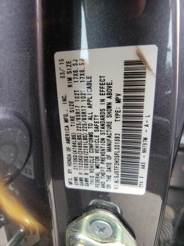 5J6TF3H35FL001593 - 2015 HONDA CROSSTOUR EX GRAY photo 14