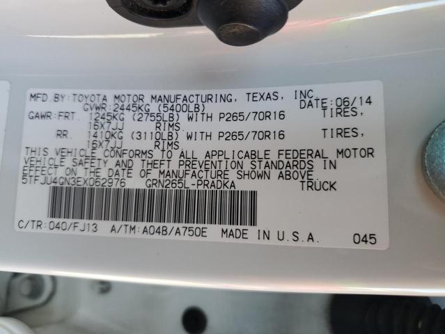 5TFJU4GN3EX062976 - 2014 TOYOTA TACOMA DOUBLE CAB PRERUNNER WHITE photo 12