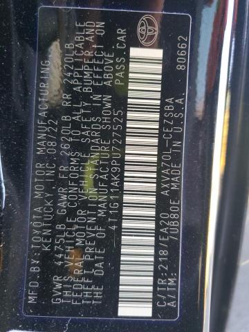 4T1G11AK9PU727525 - 2023 TOYOTA CAMRY SE NIGHT SHADE BLACK photo 12