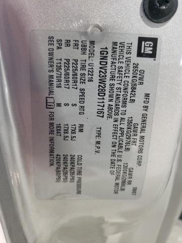 1GNDV23W28D117167 - 2008 CHEVROLET UPLANDER LS SILVER photo 14