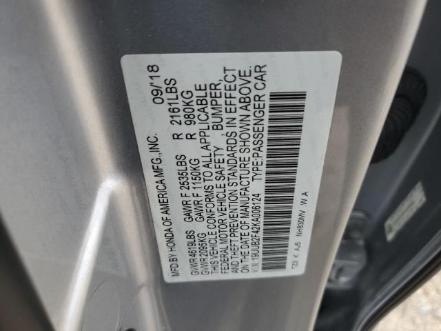 19UUB2F42KA006124 - 2019 ACURA TLX TECHNOLOGY GRAY photo 13