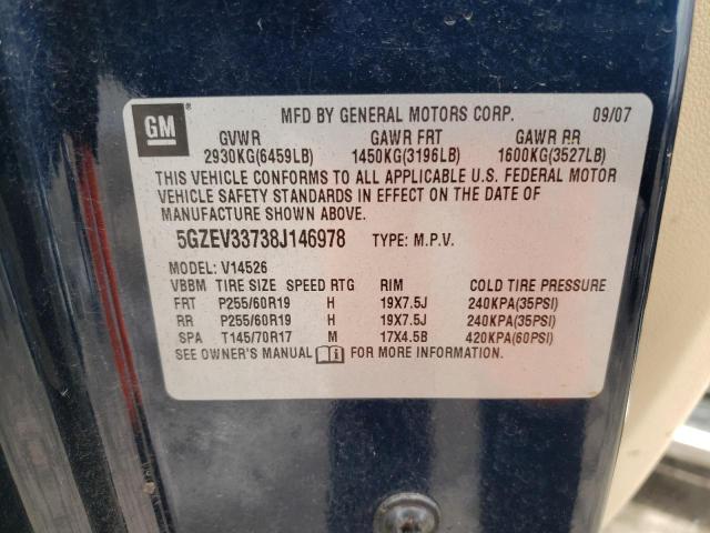 5GZEV33738J146978 - 2008 SATURN OUTLOOK XR BLUE photo 12