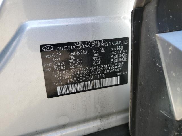 5NMS2CAD1KH114775 - 2019 HYUNDAI SANTA FE SE SILVER photo 13