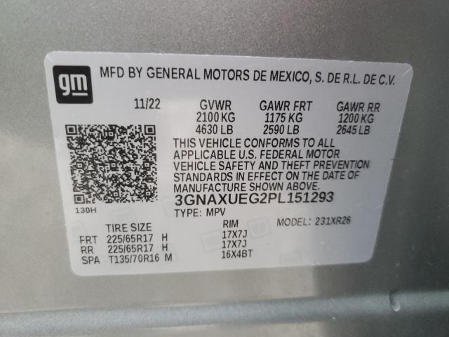 3GNAXUEG2PL151293 - 2023 CHEVROLET EQUINOX LT GRAY photo 13