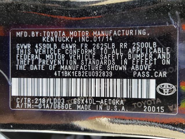 4T1BK1EB2EU092839 - 2014 TOYOTA AVALON BASE Черный фото 12