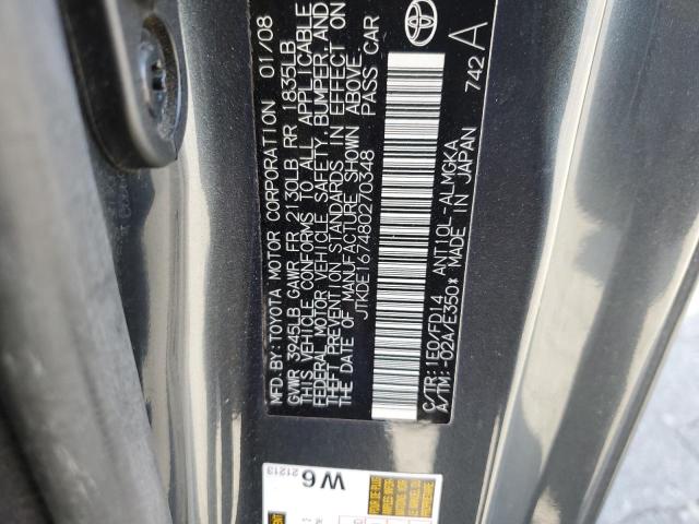 JTKDE167480270348 - 2008 TOYOTA SCION TC 灰色 照片 12