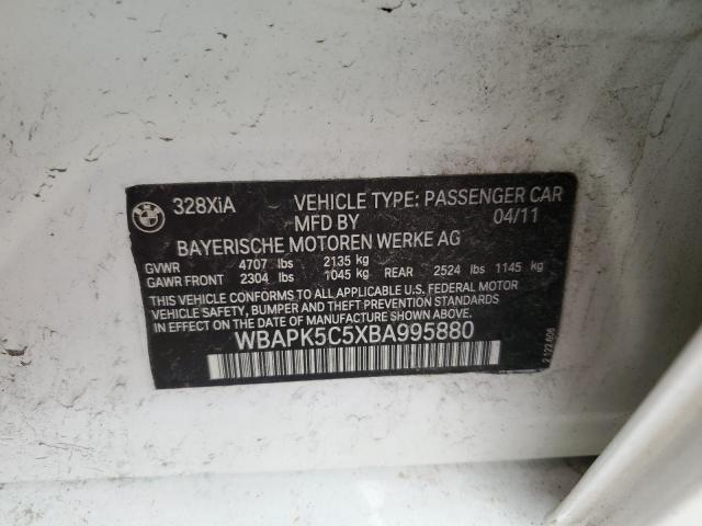 WBAPK5C5XBA995880 - 2011 BMW 328 XI SULEV WHITE photo 12