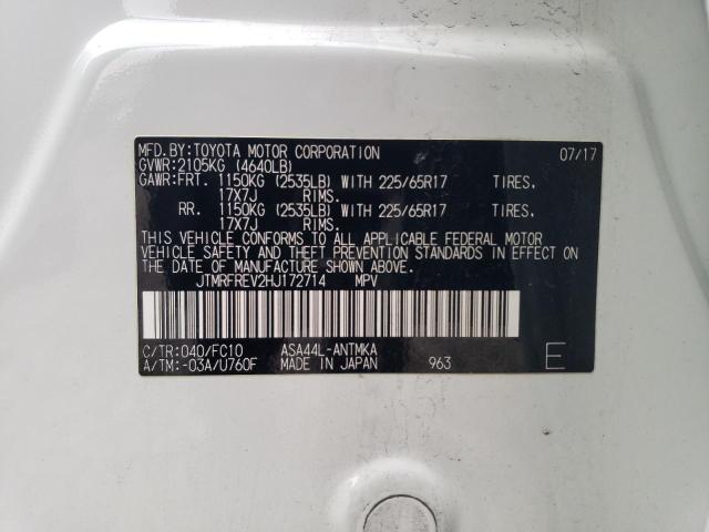 JTMRFREV2HJ172714 - 2017 TOYOTA RAV4 XLE WHITE photo 13