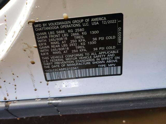 1V2LC2CA5PC212341 - 2023 VOLKSWAGEN ATLAS CROS SE Білий фото 13