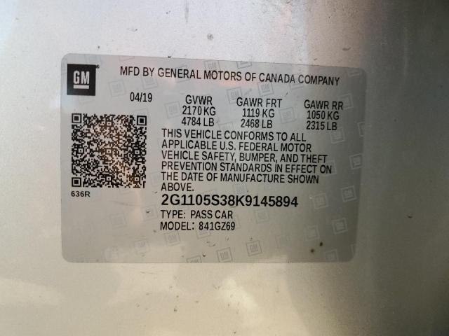 2G1105S38K9145894 - 2019 CHEVROLET IMPALA PREMIER SILVER photo 13