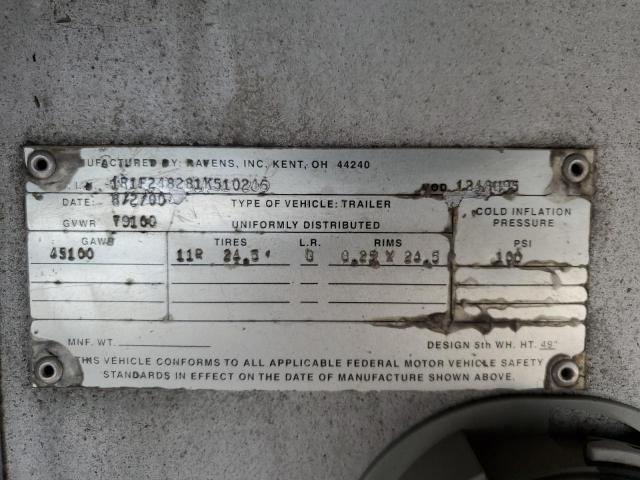 1R1F248281K510246 - 2002 MISC TRAILER Күміс фото 10