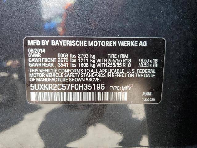 5UXKR2C57F0H35196 - 2015 BMW X5 SDRIVE35I CHARCOAL photo 13