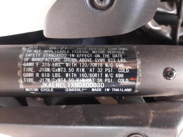 JKAENEL1XNDA00030 - 2022 KAWASAKI EN650 L შავი ფოტო 10