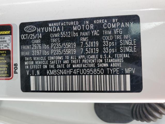 KM8SN4HF4FU095850 - 2015 HYUNDAI SANTA FE GLS WHITE photo 13