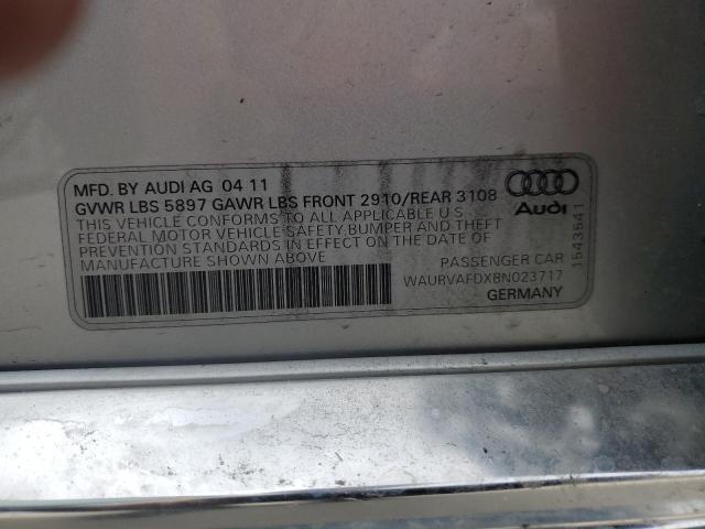 WAURVAFDXBN023717 - 2011 AUDI A8 L QUATTRO SILVER photo 12