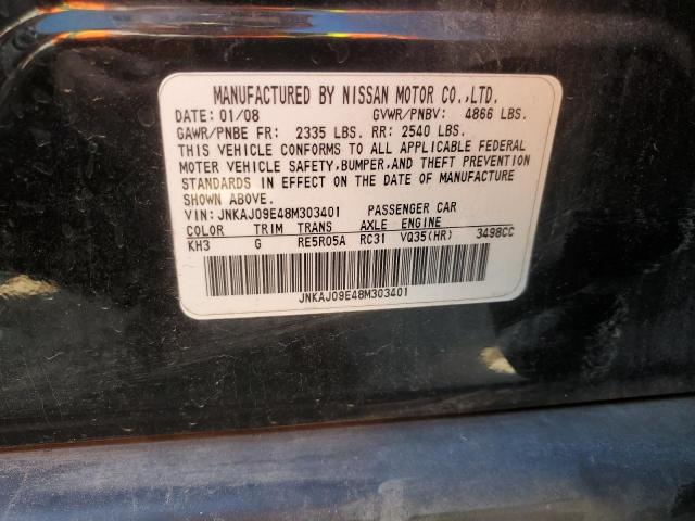 JNKAJ09E48M303401 - 2008 INFINITI EX35 BASE Սև լուսանկար 12