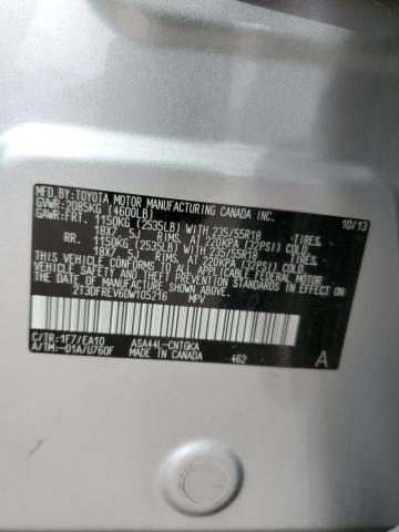 2T3DFREV6DW105216 - 2013 TOYOTA RAV4 LIMITED SILVER photo 13