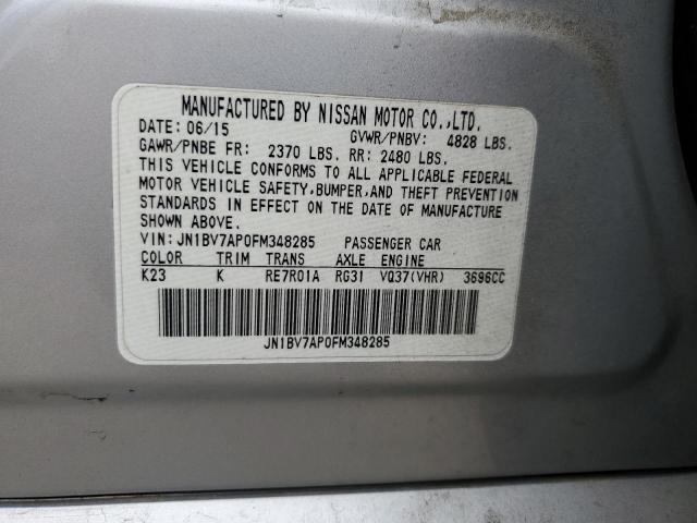 JN1BV7AP0FM348285 - 2015 INFINITI Q50 BASE SILVER photo 12