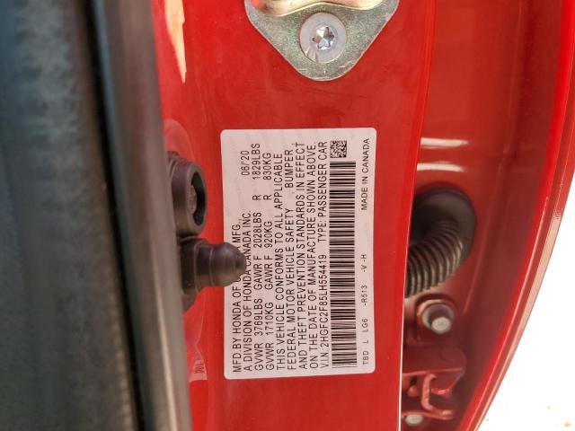 2HGFC2F85LH554419 - 2020 HONDA CIVIC SPORT 红色 照片 13