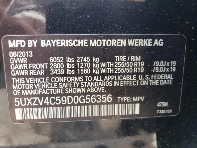 5UXZV4C59D0G56356 - 2013 BMW X5 XDRIVE35I BLACK photo 12
