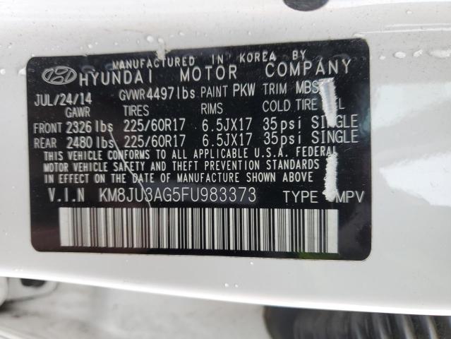 KM8JU3AG5FU983373 - 2015 HYUNDAI TUCSON LIMITED WHITE photo 12