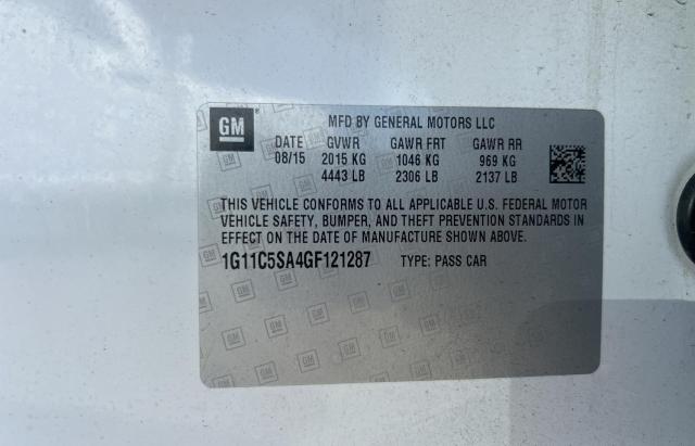 1G11C5SA4GF121287 - 2016 CHEVROLET MALIBU LIM LT 白色 照片 10