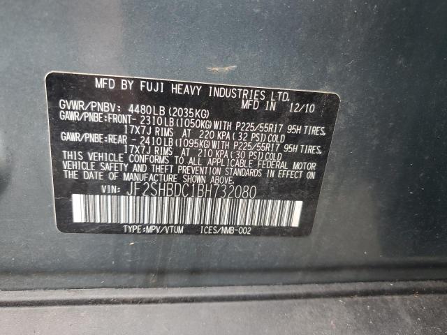 JF2SHBDC1BH732080 - 2011 SUBARU FORESTER 2.5X PREMIUM TEAL photo 14