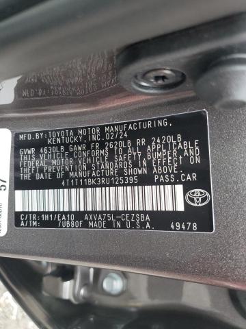 4T1T11BK3RU125395 - 2024 TOYOTA CAMRY SE NIGHT SHADE GRAY photo 12