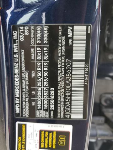 4JGDA5HB0EA386207 - 2014 MERCEDES-BENZ ML 350 4MATIC BLUE photo 13